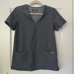 Figs Casma Three-Pocket Scrub Top - Graphite - XS